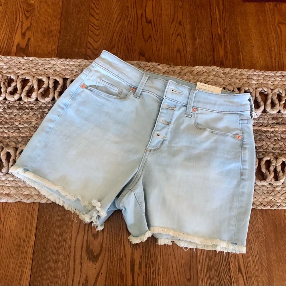 Light Wash High-Rise MIDI Jean Shorts 6/28 Button Fly by Universal Thread NEW